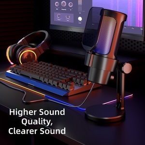 Microphone de bureau filaire multi-appareils, cardioïde, gain réglable, fonction silencieux en un <span class=keywords><strong>clic</strong></span>, 3 modes d'éclairage RVB, 7 effets RVB personnalisés, PC portable - Product Image 4