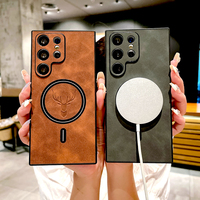 Funda de Cuero Nueva Modelo S25 Edge para Samsung Galaxy S25 Ultra, Funda para S24 FE S23 S22 S21 Note 20 Ultra 4 23 con Carga Magnética