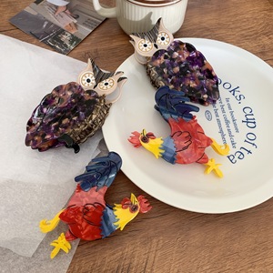 Pinza de Pelo con Forma de Animales de Acetato Colorido, Diseño Creativo, Búho Dulce, Accesorios PARA EL Cabello Femenino, Pinzas de Garra de Gallo Grande Simulada - Product Image 2