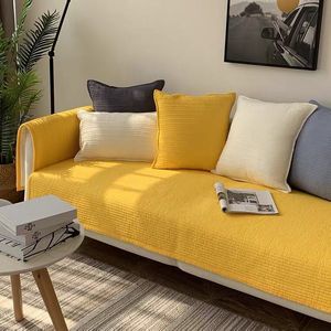 Pure Cotton Nordic Sofa Cushion <b>Cover</b> Solid Color Non Slip Universal Pad Type Seat <b>Protector</b> For Living Room Furniture - Product Image 4
