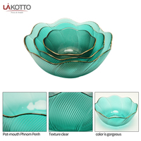 Groothandel Maat Clear Glas Fruit Cake Lader Platen Glas Kralen Bowls Met Gouden Rand