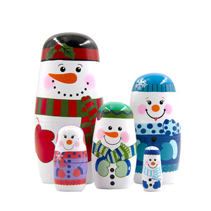 Venta caliente 5 capas de madera personalizada rusa anidamiento muñeca creativa Navidad DIY Matryoshka alta calidad Navidad decorativa - Product Image 1