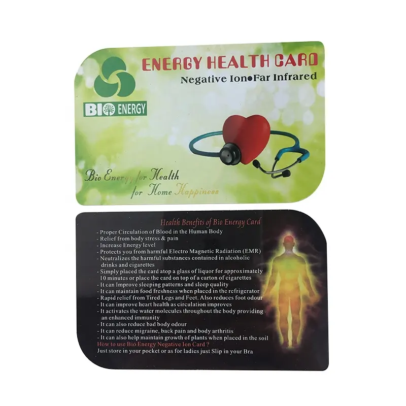 Cartão de energia quantum para cuidados de saúde, cartão de íon negativo com 3000 íons negativos terahertzt, cartão de energia quantum para vida saudável