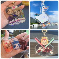 Porte-clés en acrylique personnalisé avec impression UV, breloques promotionnelles en acrylique pour cadeaux d'affaires