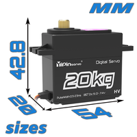 Servomoteur numérique sans balais Gxservo 20 kg à couple élevé pour voitures RC, avions, bateaux et pièces - Construction métal/plastique pour garçons de 14 ans et plus