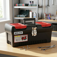 Boîte à outils portable en plastique MJ3033 de 17 pouces avec plateau amovible, double couvercle, boîte de rangement robuste pour outils à main, pour garage, réparation automobile