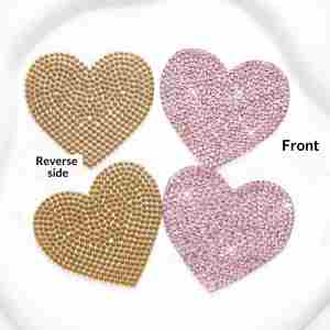 New Iron On/self Sticker Rhinestone <b>Light</b> Pink Heart Flower Patch for Clothing & <b>Hats</b> Bag Decoration - Product Image 3