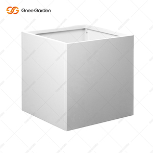Maceta minimalista de acero galvanizado blanco de 24 pulgadas, diseño de canal pequeño, soporte de flores para el jardín del hogar, decoración americana chapada en caja - Product Image 2