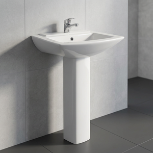 Lavabo sur pied en céramique blanche Vinus pour salon de coiffure, salle de bain, usage commercial - Product Image 6