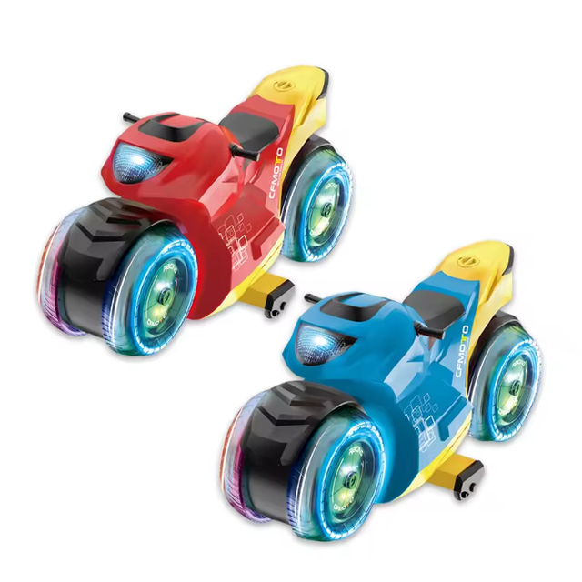 2.4G 1/16 Scale Remote Control Stunt Motorcycle with Light and Music Spray Rc Motorcycle Toy Dual Remote Control Gesture Sensing