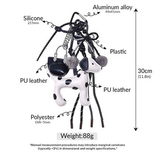 Mignon PU Peau Tacheté Chien Sac Pendentif Gris Peluche Boule Porte-clés <span class=keywords><strong>Mini</strong></span> Sac Pendentif - Product Image 6