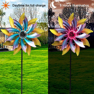 Lampe solaire LED en forme de moulin à vent pour extérieur, décoration de jardin, rechargeable avec panneau solaire, autoportante, 8 heures d'éclairage - Product Image 1