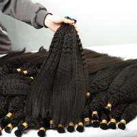 Extensions de Cheveux Micro-Maillons Pointes en K Alignées aux Cuticules, Cheveux Humains Vierge Frisés Naturels, Extensions en I