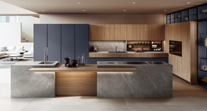 Armoire de cuisine Ace personnalisée grise au design moderne avec <span class=keywords><strong>porte</strong></span> en verre MDF - Product Image 4