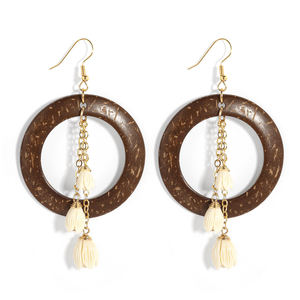 Nouvelles boucles <span class=keywords><strong>d</strong></span>'oreilles hawaïennes Boucles <span class=keywords><strong>d</strong></span>'oreilles en coquille de noix de <span class=keywords><strong>coco</strong></span> Boucles <span class=keywords><strong>d</strong></span>'oreilles en perle noire plaquées <span class=keywords><strong>or</strong></span> pour femmes - Product Image 6