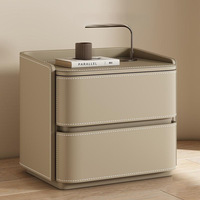 Table de chevet italienne de luxe en bois massif, avec double tiroir en cuir, armoire de rangement silencieuse et écologique, mobilier de chambre à coucher