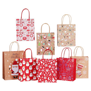 HXD In Stock Ready To Ship Santa Claus Christmas Paper Gift Kraft Bags