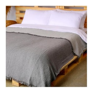 Penjualan laris selimut lempar Linen Perancis kualitas tinggi penutup tempat tidur selimut Linen katun berumbai selimut Linen berat - Product Image 1