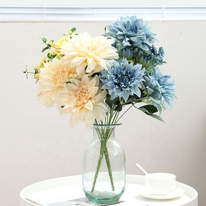 A-091 Đỏ <span class=keywords><strong>Dahlia</strong></span> hoa nhân tạo 12 đầu bó hoa hoa trung tâm lụa <span class=keywords><strong>Dahlia</strong></span> - Product Image 6