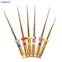 Limas Dentales de Alta Calidad, 6 Piezas, SX-F3, Doradas, Activadas por Calor, NiTi, para Conductos Radiculares, Flexibles, para Tratamiento Endodóntico, Rotatorias, 25mm