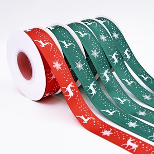 Custom Christmas Printed Satin <b>Ribbon</b> Personalized Logo For Holiday Gift Wrapping - Product Image 5