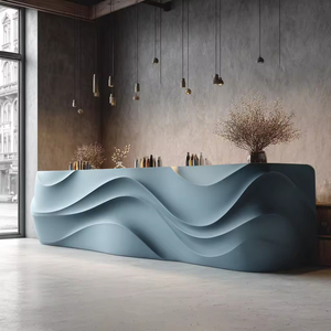Mostrador de Recepción Extensible Moderno con Iluminación LED, Mostrador Curvo Impreso en 3D de Color Blanco para Hoteles y Espacios Comerciales de Centros Comerciales - Product Image 3