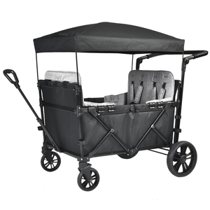 Vagoneta Plegable de 4 Plazas con Toldo, Estructura de Acero Inoxidable y Tela Oxford para Viajes y Campamentos de Niños - Product Image 3