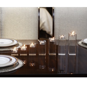 MH-Z155 Candle <strong>Holder</strong> Clear Glass Crystal <strong>Tealight</strong> Stand Candlestick European Ornaments - Product Image 5