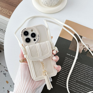 Wholesale Hot <b>Light</b> Luxury Leather Crossbody <b>Rope</b> Chain Buckle Wallet Card Bag Lanyard Wallet Strap Cover Purse with Chain - Product Image 4
