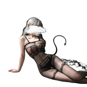 2024 calze per il corpo Sexy da donna con calza aperta sul corpo inguinale <span class=keywords><strong>trasparente</strong></span> tuta nera da donna calze sottili in seta tinta unita - Product Image 1