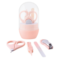 Cona New Fashion 4 pièces outils de soins de bébé sécurité Kit de toilettage personnalisé étiquette privée bébé manucure ensemble avec étui ours