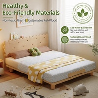 Lit enfant moderne et sûr de style européen avec tête de lit festonnée en bois, lit moelleux, écologique, durable, en bois massif, lit simple pour enfants, chambre à coucher, maison