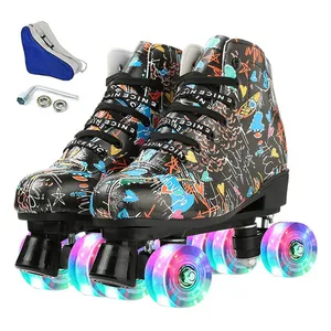 Flash Patins Duas Row Four Wheel Skate Shoes New Roller Skate