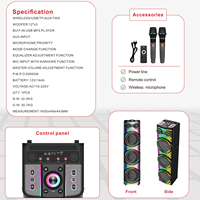 Enceinte de fête extérieure Boombox Bass 12 pouces 3 pièces 50000W avec LED RGB, entrées USB/AUX, microphone intégré, enceinte karaoké sans fil