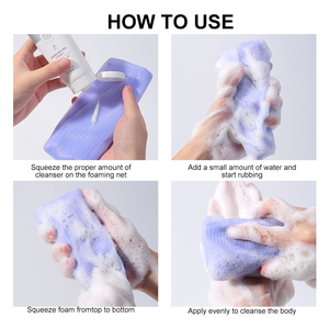 LMLTOP nuevo estilo de viaje reutilizable limpieza corporal respetuoso con el medio ambiente PE malla todo Natural grueso espuma burbuja red baño jabón Rosa BagLLT32 - Product Image 4