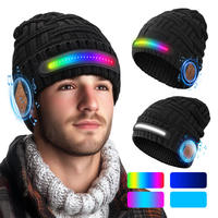 Gorro LED con Luz, Gorro de Punto Musical con Luz RGB y Auriculares Integrados, Luz Nocturna Recargable para Exteriores