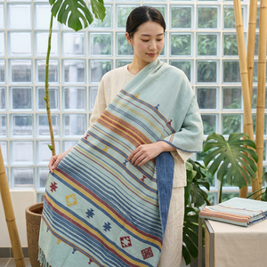 Sari Bhujodi en coton bleu ciel, tissé à la main, ethnique, de créateur, élégant, pour mariage, fête, pour femmes - Product Image 4
