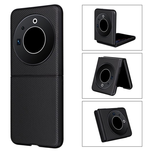 Tecno Phantom V Flip Custom Phone Case Carbon Fiber Texture PU Leather Coated PC Shockproof and Antidrop Simple Design
