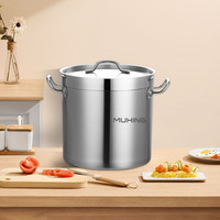 Set Panci Sup Bahan Stainless Steel Berkualitas Tinggi, Panci Masak Kapasitas Besar, Peralatan Masak Berkualitas Tinggi, Marmite Ollas