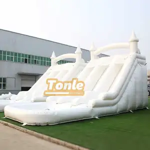 18ft Tall White Single Dual Lane Slide Inflatable Water Slide With Pool For Sale