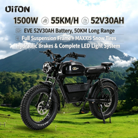 Vélo électrique 1500W 52V 30Ah 20 pouces avec pneus larges, vélo de montagne électrique à double suspension, frein à disque hydraulique, vélo électrique pour adultes