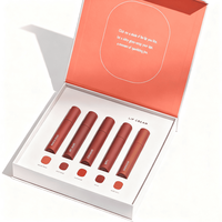 Boîte cadeau magnétique rigide pour gloss à lèvres avec insert en papier ou en EVA pailleté et logo imprimé, ensemble de maquillage multi-lèvres, emballage cosmétique