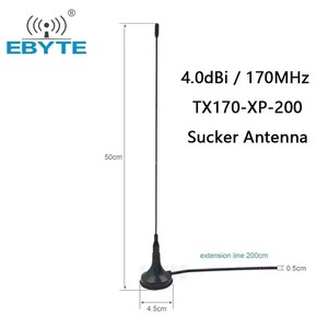 Antena de ventosa Ebyte ODM TX170-XP-200 de 50Ω y alta ganancia 4.0dBi 170M para módulo de interfaz SMA-J con base magnética fuerte - Product Image 5