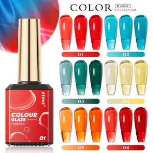 JTING Jelly Glaze Gel Polish, ensemble de 6 couleurs, gel à ongles de haute pigmentation, couleurs néon transparentes, gel à ongles en gelée avec des flacons uniques de 15 ml - Product Image 4