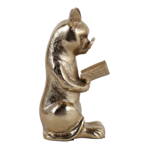Statuetta Decorativa di Gattino con Occhiali, Finitura Dorata per Arredamento Casa, Ufficio e Bagno - Product Image 3