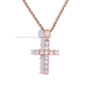 <b>Cross</b> pendant, hip hop jewelry, copper inlaid zircon, large zircon buckle <b>cross</b> pendant <b>chain</b>. - Product Image 5