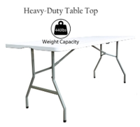 Table Pliante Extérieure de Qualité 6ft/8ft avec Chaises en Plastique pour Fêtes Mariages Événements de Jardin, Table Extérieure Pliable en Plastique HDPE