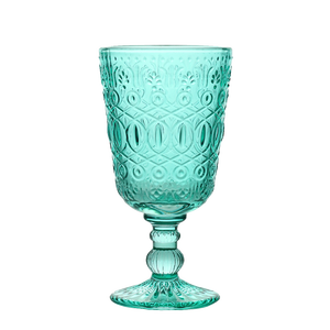 Gobelet de luxe en cristal <span class=keywords><strong>vert</strong></span> gaufré 300 ml – <span class=keywords><strong>Verre</strong></span> à <span class=keywords><strong>pied</strong></span> élégant pour mariages et réceptions - Product Image 1