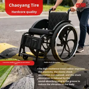 Ruote Posteriori per Sedia a Rotelle Sportiva Fuoristrada a 6 Lame Integrate CE, Pneumatici Larghi da 24 Pollici, Forniture per Terapia Riabilitativa - Product Image 2