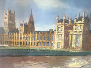 Pintura al óleo moderna pintada a mano lienzo Big Ben Tower Londres Tames río paisaje urbano paisaje pared arte paisaje sujeto hecho a mano - Product Image 5